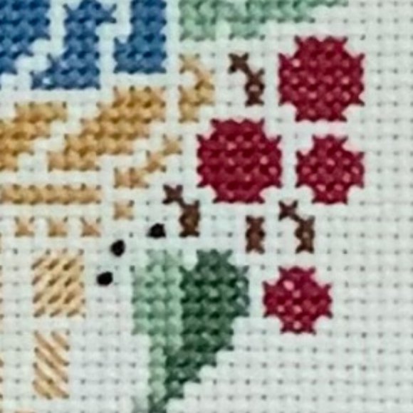 VTG Cross Stitch Fruit Basket Pineapple Grapes Completed Framed Embroidery Art - Picture 8 of 9